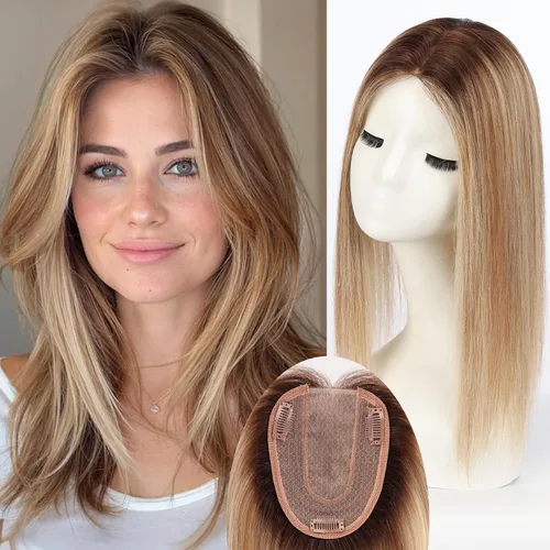Vista 9 de HAIRCUBE Pelucas de cabello humano 100% con flequillo, densidad 150%, base de seda, clip en la parte superior, pelucas de cabello superior