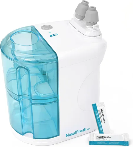 Vista 9 de NASALFRESH MD Paquete premium: sistema de riego nasal de doble potencia, enjuague nasal y lavado, sistema de alivio descongestionante sinusal, 60