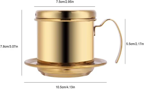 Vista 2 de HERCHR Gotero de café vietnamita, cafetera vietnamita de acero inoxidable con capacidad de 0.59 oz, filtro de goteo pequeño de alta resistencia