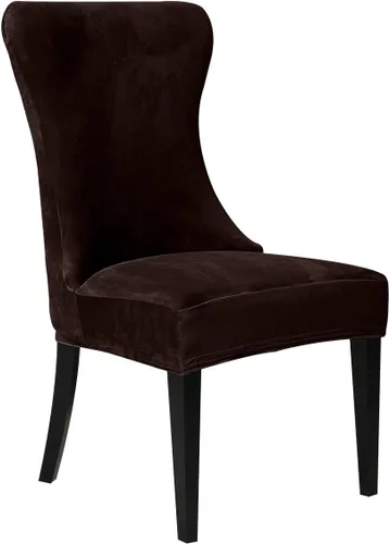 Vista 34 de XMNTG Juego de 4 fundas elásticas de terciopelo negro para silla con respaldo de ala, súper suave, reutilizables, lavables, protectores de silla