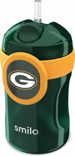 Vista 22 de Smilo Vaso con popote de Arizona Cardinals con licencia oficial de la NFL, para bebés y niños pequeños, con popote de silicona ponderado y capacidad