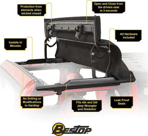 Vista 14 de Capota desplazable para automóvil, de Bestop, diamante negro, Negro