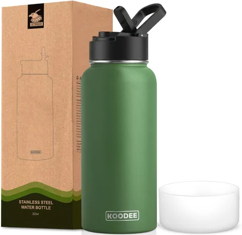 Vista 31 de koodee Botella de agua para niños, botella de agua de acero inoxidable de 12 onzas con aislamiento al vacío para la escuela, botella de agua de boca