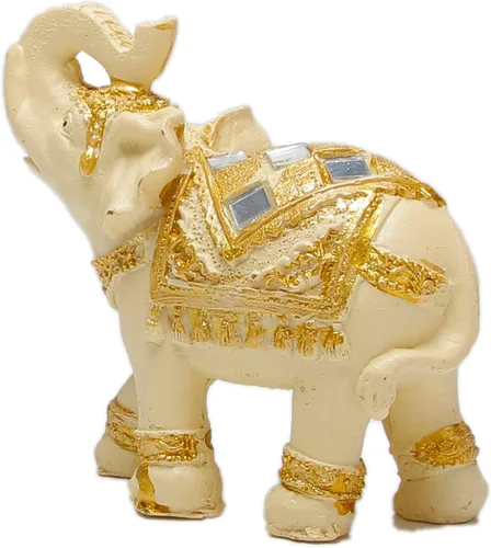 Vista 6 de Juego de 2 estatuas y figuras de elefante - Regalos de elefante de la suerte y la riqueza para decoración del hogar - Estatua con trompa hacia