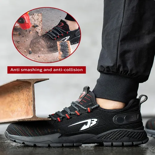 Vista 7 de Zapatos de trabajo para hombre con puntera de acero para hombre, transpirables y ligeros, zapatos de seguridad con punta compuesta, zapatos