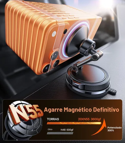 Vista 5 de TORRAS 2026 Vacuum para Montura de Coche Magsafe【98+LBS de Sujeción Más Fuerte y Imán Ultra】Soporte Magnético para Teléfono para Tu Coche, Montura
