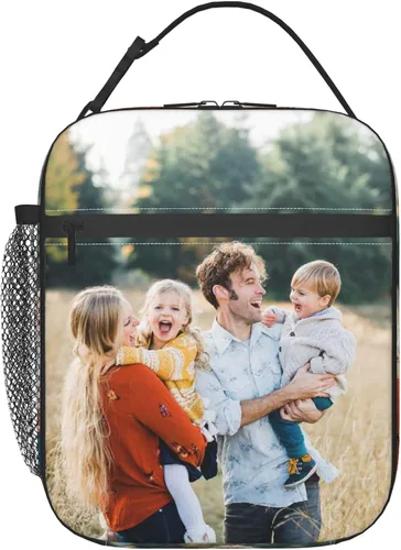 Vista 2 de Fiambrera personalizada, bolsa de almuerzo personalizada, añade tu foto, texto, logotipo, bolsa de almuerzo a prueba de polvo para oficina, picnic