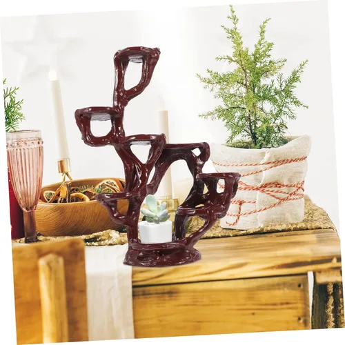 Vista 6 de Yardwe Elegante soporte de planta de resina elevada para maceta, base estable para soporte de bonsái de resina