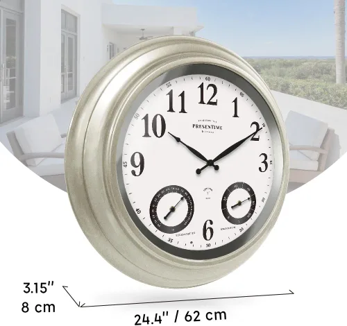 Vista 7 de Presentime & Co Jameson Reloj iluminado para interior/exterior de 24 pulgadas, casa de campo moderna, autoiluminado, impermeable, estación