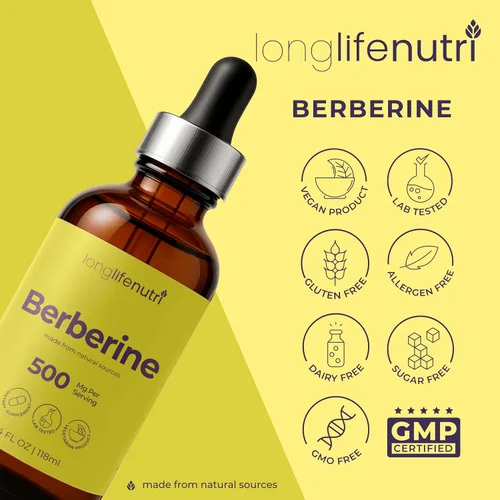 Vista 6 de Berberine Liquid Drops - de Berberis Aristata Bark, 4 onzas líquidas, suplemento orgánico para equilibrio natural, extracto sin azúcar, sabor