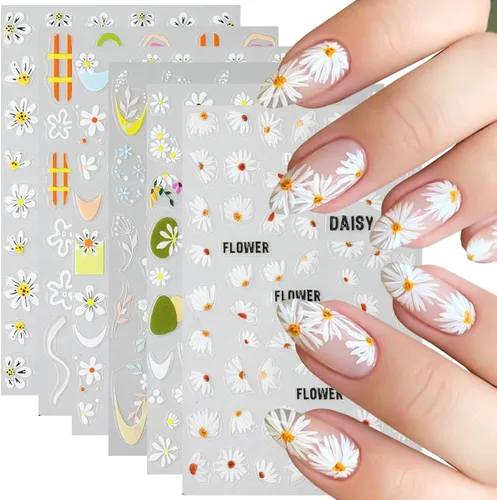 Vista 66 de 5 hojas de calcomanías de arte de uñas de mariposa, 3D coloridas mariposas, suministros de arte de uñas, mariposas, flores, calcomanías Con