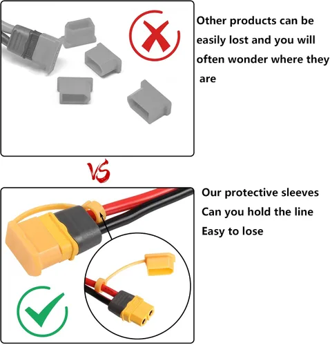 Vista 5 de CERRXIAN 20 tapas protectoras de enchufe XT60 XT60, conector de enchufe XT60, protector de pérdida de polvo, tapón aislado para batería RC Lipo