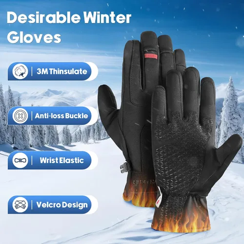 Vista 5 de ZUGM Los mejores guantes para clima frío, guantes de invierno aislantes, pantalla táctil de 3 dedos y 5 capas térmicas y regalos para hombres