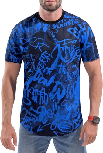 Vista 2 de DEOLAX Camiseta para hombre a la moda con cuello redondo para hombre, camisetas clásicas casuales para hombre, manga corta, hipster, hipster