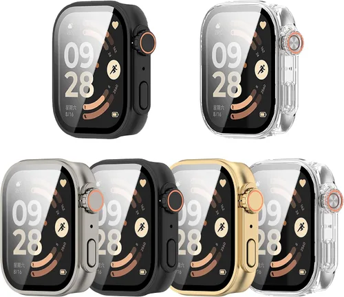Vista 11 de FitTurn Funda protectora de pantalla compatible con Redmi Watch 6 Watch con funda de vidrio templado HD, marco de color [cobertura completa 3D]