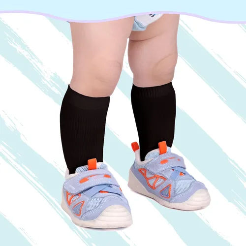 Vista 2 de Mini angel Calcetines hasta la rodilla para bebé, calcetines altos hasta el muslo, medias de algodón sin costuras para recién nacidos, niños