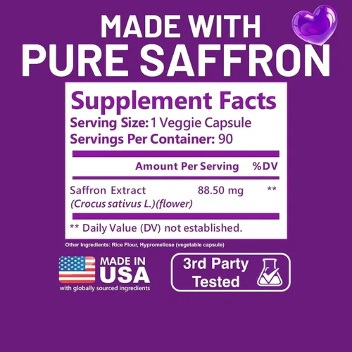 Vista 3 de Kwala Nutrition Suplementos de azafrán para el estado de ánimo y la energía, 88.5 mg de extracto de azafrán puro, suministro para 90 días, 90