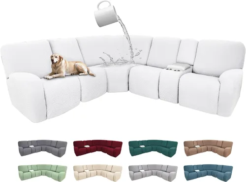 Vista 125 de Fundas de sofá reclinable seccional 100% impermeables para sofá reclinable en forma de L, funda de sofá modular de esquina en forma de L, fundas