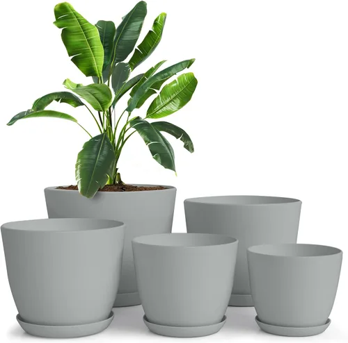 Vista 25 de Utopia Home - Macetas de Interior con Drenaje - Macetas de Flores de 7/6.6/6/5.3/4.8 Pulgadas para Plantas de Interior - Juego de 5 Macetas