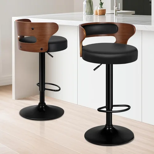 Vista 9 de ALFORDSON Juego de 2 taburetes de bar, taburetes de bar giratorios de altura ajustable para encimera de cocina, modernas sillas de bar tapizadas