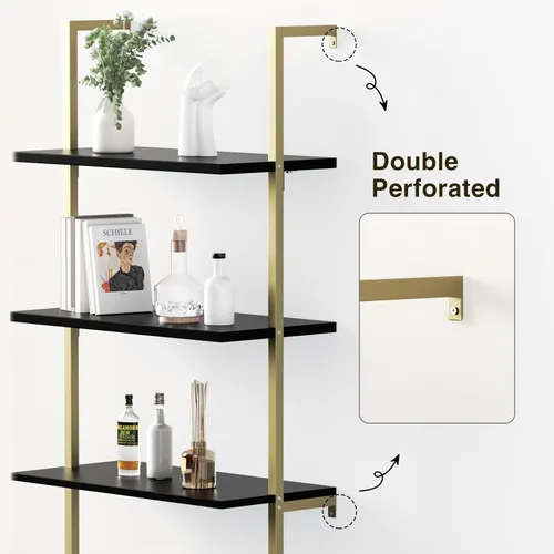Vista 6 de Estantería de escalera con gabinete, estantería de pared de 71 pulgadas de alto con estantes y almacenamiento, estante de escalera estriado