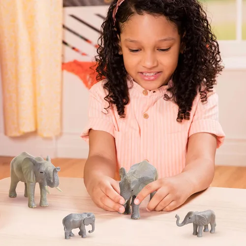 Vista 2 de Terra by Battat Juego familiar de juguetes de elefante africano de 4 piezas - Figuras realistas de animales de safari de plástico - Juguetes