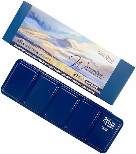 Vista 4 de Rosa Gallery Set de Pintura de Acuarela Profesional para Paisaje, 21 Colores de 2.5 ml, Kit de Pinturas de Alta Resistencia a la Luz para Artistas