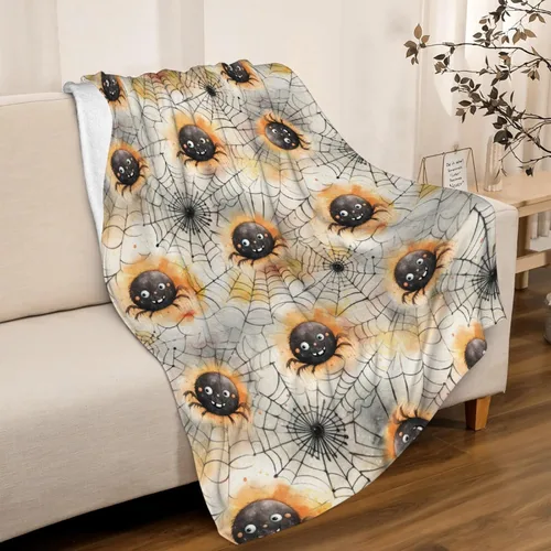 Vista 11 de Manta de Halloween para bebé, diseño de calabaza, fantasma, telaraña, súper suave, manta acogedora para recién nacido, manta de recepción para bebé