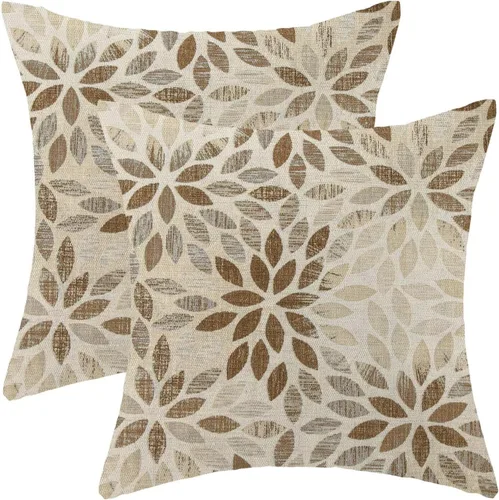 Vista 10 de Juego de 2 fundas de almohada florales negras de 18 x 18 pulgadas, decoración de granja de dalia para exteriores, diseño geométrico, fundas de cojín