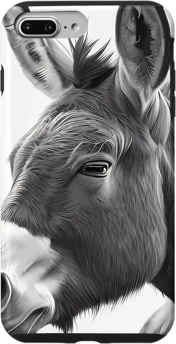 Vista 9 de Funda de retrato blanco y negro burro para iPhone 14