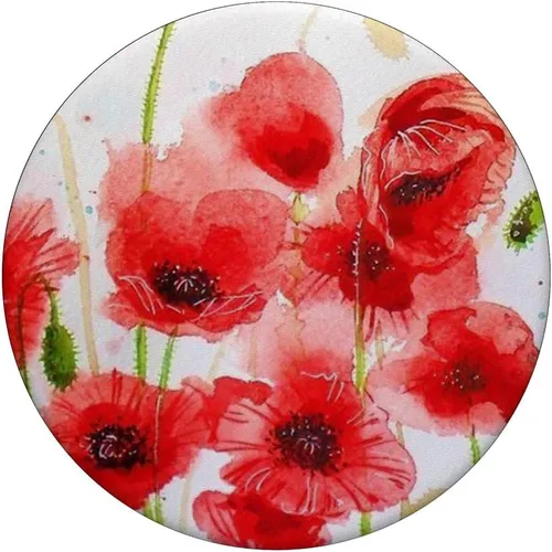 Vista 3 de PopSockets - Agarre y soporte para teléfonos y tabletas, diseño de amapola, color rojo y blanco, Negro