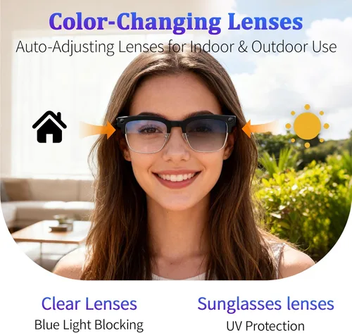 Vista 7 de Gafas Inteligentes AI con Cámara de 8MP, Video 4K y Foto HD, Audio Bluetooth, Asistente de Voz AI, Traducción en Tiempo Real, Reconocimiento