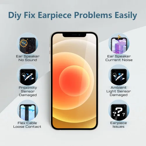 Vista 5 de para iPhone 12 para iPhone 12 Pro Reemplazo del auricular del altavoz frontal OEM 6.1" Ear Part with Proximity Sensor Ambient Light Sensor Flex