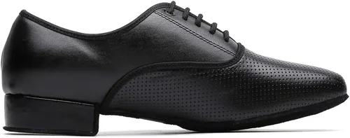 Vista 4 de Zapatos de salón de baile negros de rendimiento latino para hombre, zapatos de práctica de baile modernos