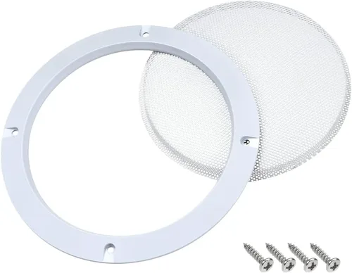 Vista 4 de uxcell 2 unids 6.5 "agujero de montaje distancia diagonal altavoz parrilla malla círculo decorativo Woofer protector protector accesorios blanco