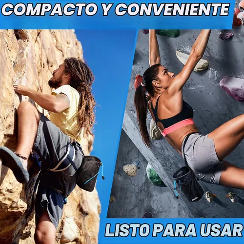 Vista 7 de Bolsa de tiza para escalada en roca - Accesorios de equipo para regalos de escalada en roca - Cinturón de enganche rápido, bolsillos grandes con Azul