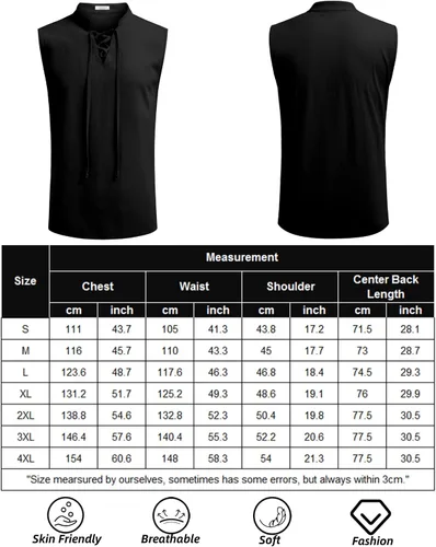 Vista 6 de COOFANDY Camisetas sin mangas de algodón y lino para hombre, estilo casual, estilo Henley, color negro