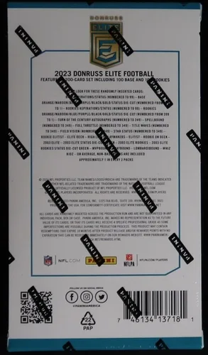 Vista 2 de Panini Donruss Elite NFL Football Factory 2023 sellada ASIA TMALL Box 30 tarjetas (6 paquetes de 5 tarjetas). Busca cartas coleccionables exclusivas