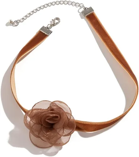 Vista 5 de Gargantilla de terciopelo con encaje de flores vintage, Lolita, collar de encaje rosa sexy, cadena de cuello para novia, boda, fiesta, joyería