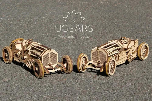 Vista 6 de UGears Modelos Mecanicos Rompecabezas de madera 3-D - Mecánica U-9 Grand Prix Car Idea