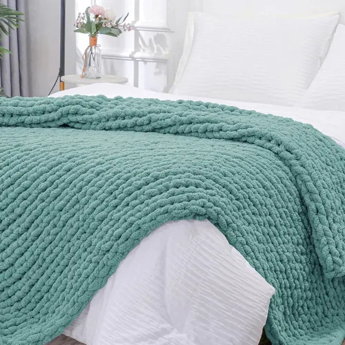 Vista 20 de Bigacogo - Cobija de punto grueso de 40 x 40 pulgadas, de felpilla, 100% tejida a mano, cobija pequeña de punto trenzado suave y grueso, con nudo