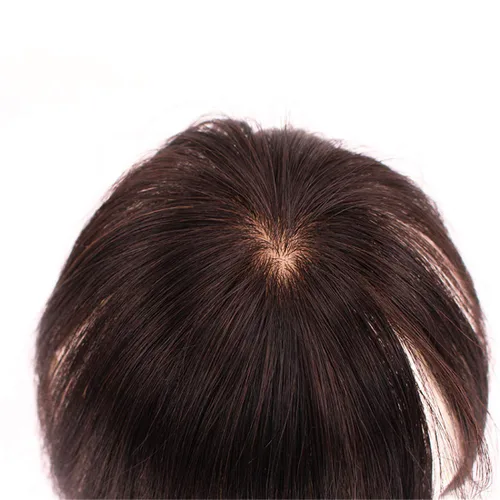 Vista 2 de LXUE 2 x 3 pulgadas con clip en base de seda para mujeres con puntos calvos, 6 pulgadas, marrón oscuro