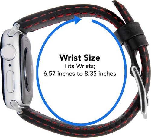 Vista 5 de Bandini Correa de cuero de fibra de carbono para hombre para Apple Watch de 1.732 in 1.772 in 1.654 in 1.614 in 1.575 in 1.496 in Ultra 1.929 in