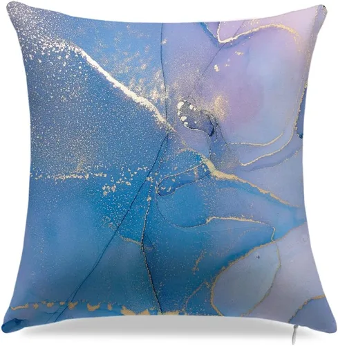 Vista 4 de Juego de 4 fundas de almohada decorativas de mármol de 18 x 18 pulgadas, funda de cojín con textura de mármol, funda de cojín para sofá, funda