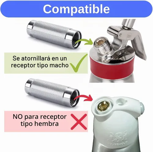 Vista 2 de Soporte de cargador de aluminio de repuesto ICO para dispensador de crema batida, color plateado