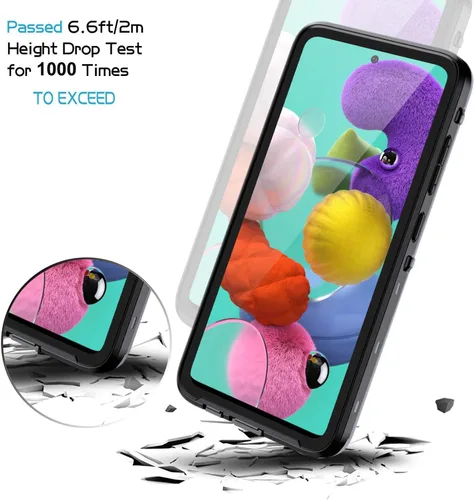 Vista 6 de Lanhiem Funda para Samsung Galaxy A51, IP68 impermeable a prueba de polvo con protector de pantalla integrado, funda protectora de cuerpo completo