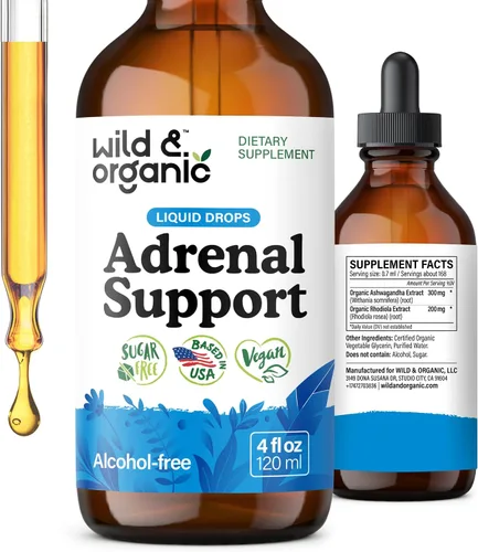 Vista 10 de Wild & Organic Suplementos de apoyo suprarrenal para mujeres y hombres – Apoyo al estado de ánimo y energía – Gotas de complejo suprarrenal