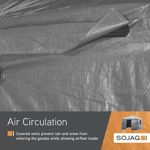 Vista 7 de Sojag Cubierta de invierno para cenadores, accesorio impermeable de 8 x 8 pies con puerta enrollable y paneles ventilados, almacenamiento al aire