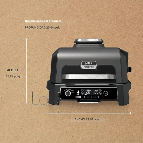Vista 11 de Ninja Parrilla y ahumador Woodfire Pro XL para exteriores Parrilla 4 en 1, ahumador de barbacoa, freidora de aire y horneado Portátil
