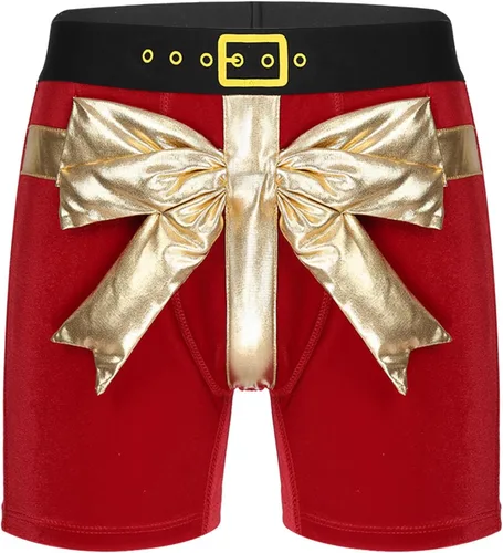 Vista 4 de Disfraz de Navidad de Papá Noel para hombre, ropa interior tipo bóxer